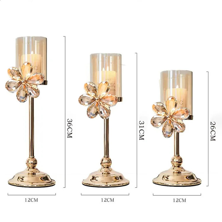 European y Crystal Petal Glass Candlestick Romantic Candlelight Dinner Home Decor Table Decor Home Decor 240821