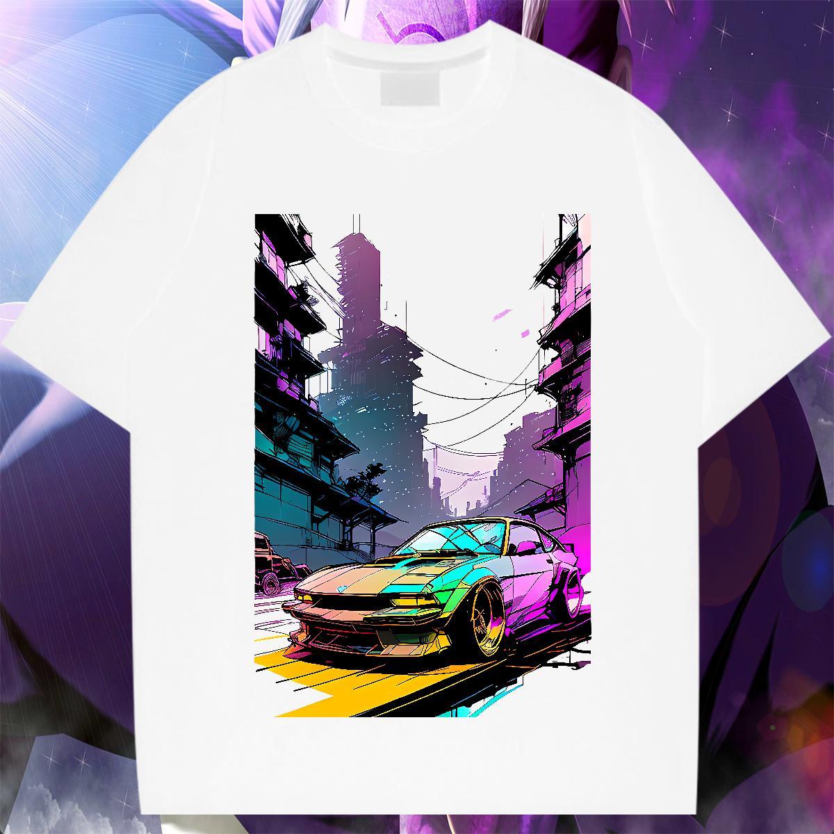 Brand Men Tees Daily Wear 100% Cotton 230g Graphic Crew Neck Breathable car T Shirts Men New Arrival Tops