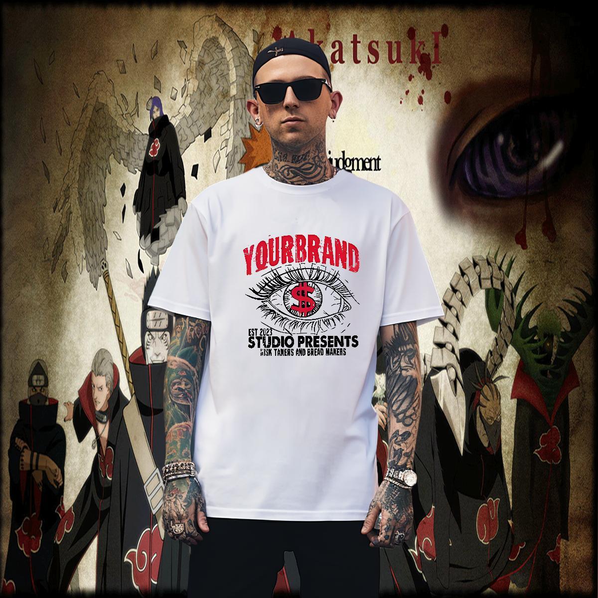 Classic dollars T-Shirts Casual Beach Mens Tshirts 230g Pure Cotton Fashion Design O Neck Short Sleeves White Plus Size Clothes