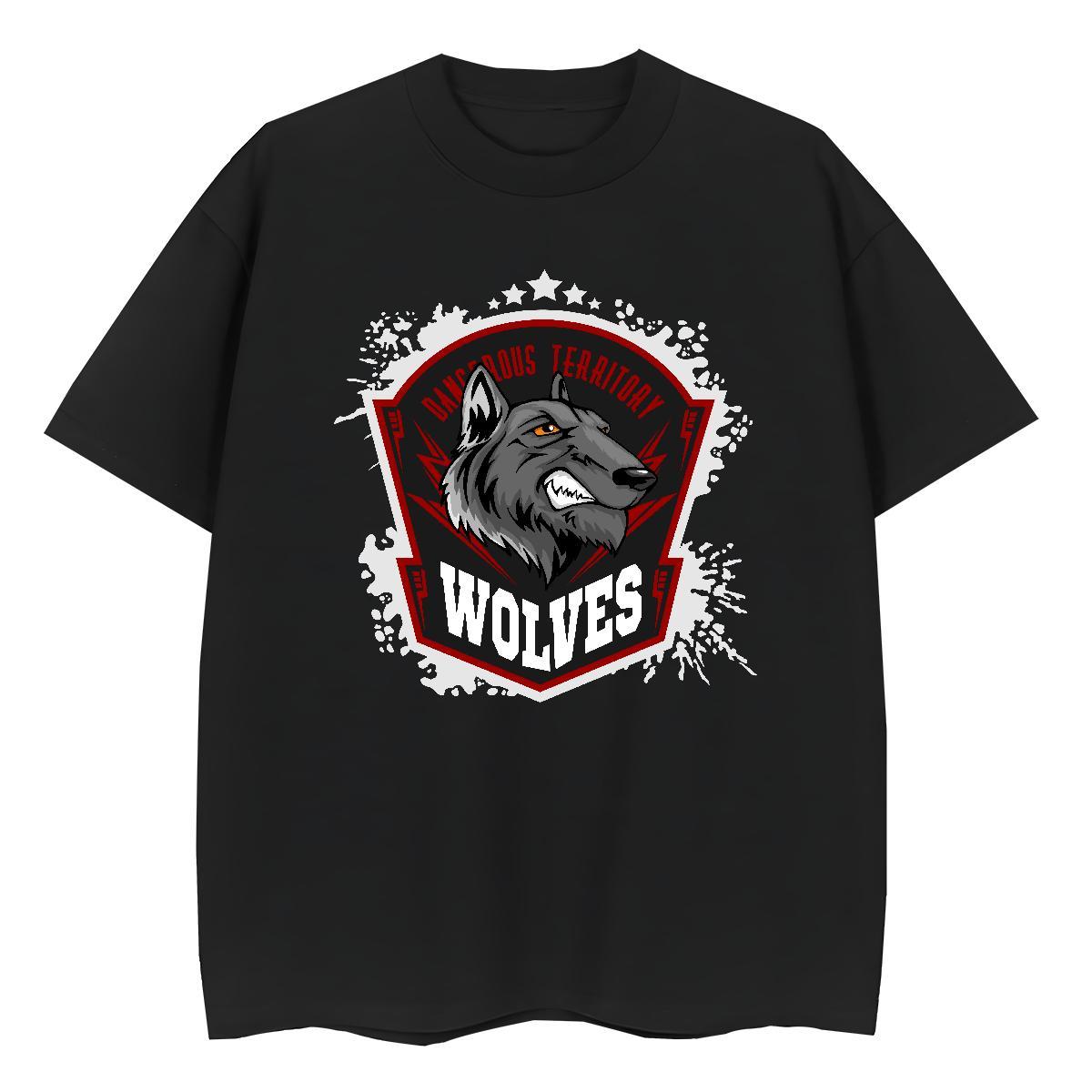 2024 Designer T shirt Short Sleeve O-Neck 230g 100% Cotton Women Tshirts Cartoon Floral Printing wolf Hip Hop Street Wholesale Top Shirts