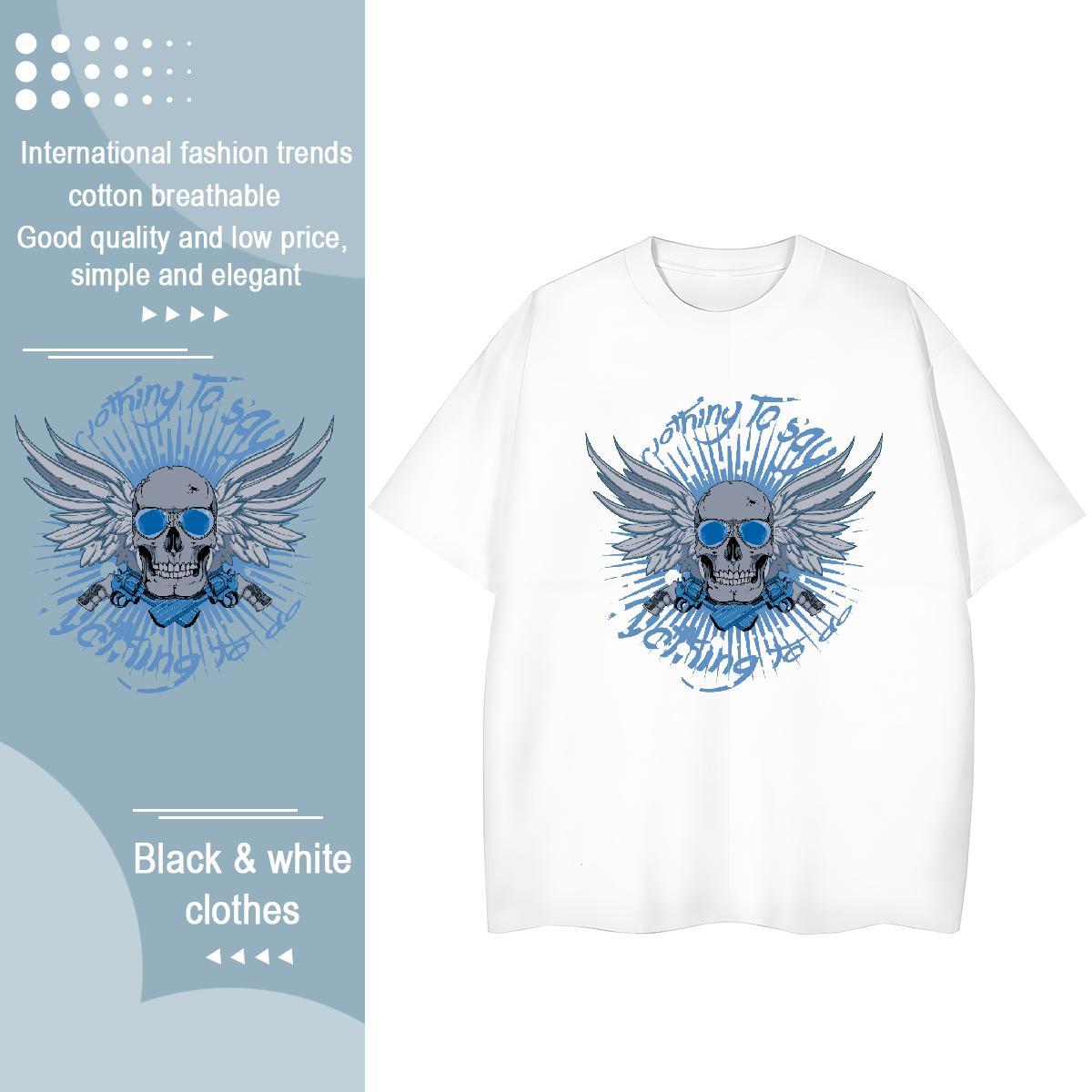 Custom Womens T Shirts 230g Pure Cotton Crew Neck Street Casual skull Tshirt for Man Woman Designer Nice Custom Printing Tops Shirt