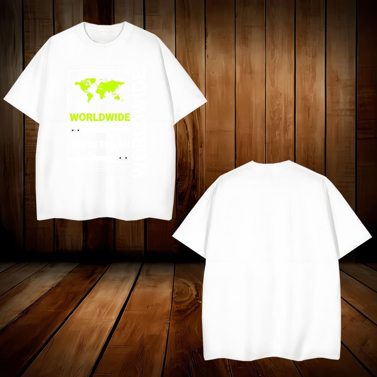 Unisex worldwide T Shirts Men Daily Wear Couples T Shirts 230g 100% Cotton Fashion Design Short Sleeve O-Neck DIY Logo Oversized Tops Tees