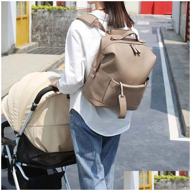 Diaper Bags Diaper Bags Multifunction Leather Large Capacity Baby For Care Changing Mom Outdoor Travel Maternity Backpack Drop Delivery Kids Dia Dhpqn
