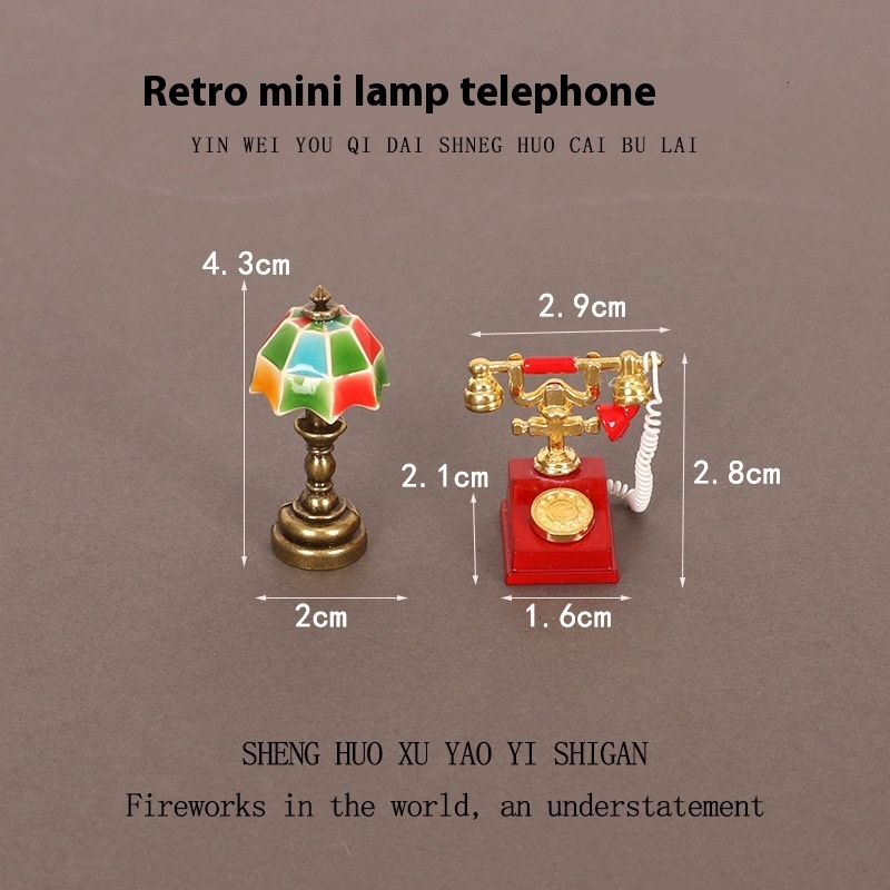 Charming Telephone-Shaped Mini Table Lamp - Artistic Alloy Craftsman's Work for Quirky Home Interiors and Small Scale Display Items