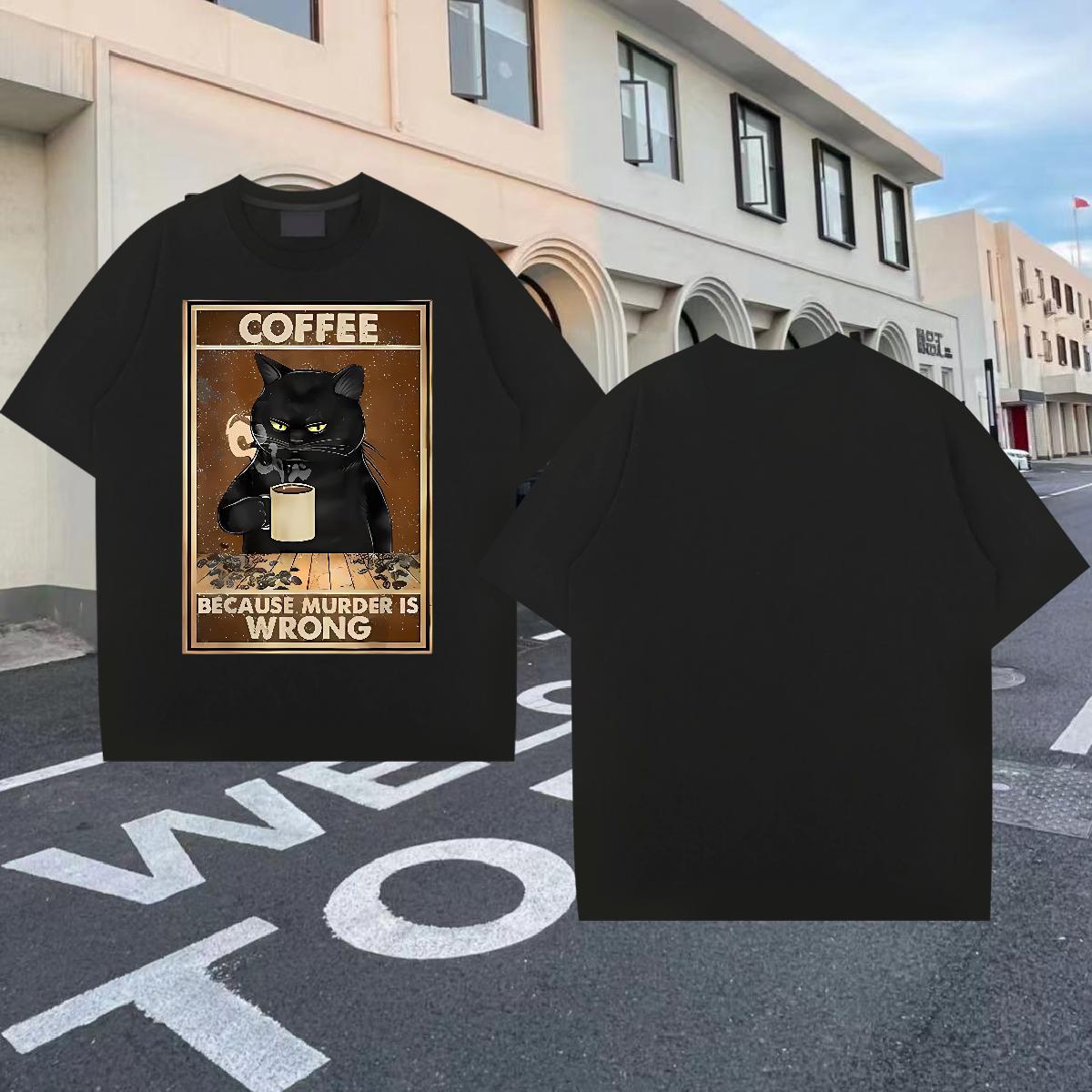 Cool Design Couples T Shirts Daily Wear 230g 100% Cotton Custom Printed Round Neck Short Sleeve cat Mens T Shirts DIY Customized Tees