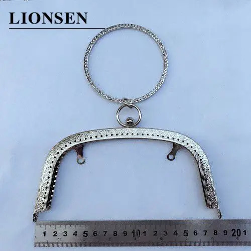Lion 1 piece 18.5CM crystal ring metal wallet frame handle clutch bag accessories DIY kissing buckle lock embossed handbag hardware 240821