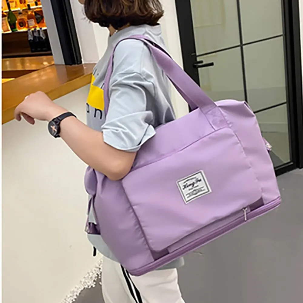 1 foldable large capacity short distance travel bag with dry wet separation fitness bag handbag 240821