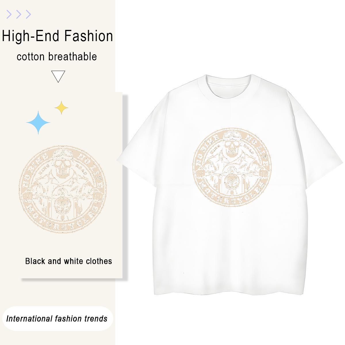 Designer T-Shirts 100% Cotton 230g Comfortable Spring Summer skull Unisex Tshirts Female DIY Anime Printed Polos