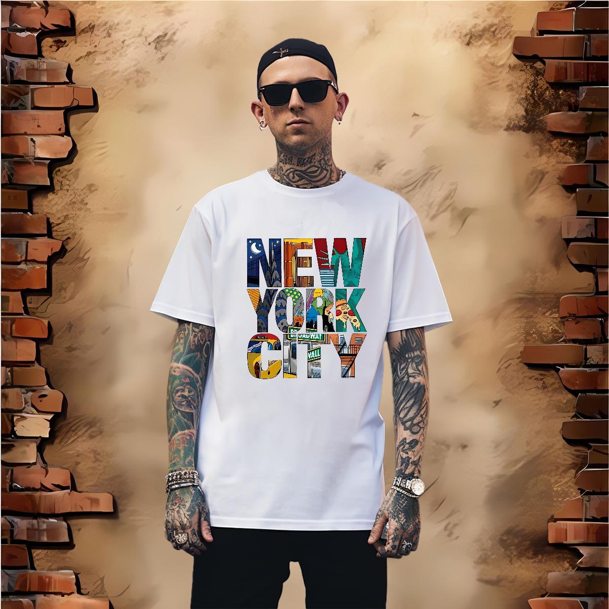 Unisex New York T Shirts Men High Street Hip Hop Tshirts 230g 100% Cotton Fashion Design Crew Neck DIY Printed Polos