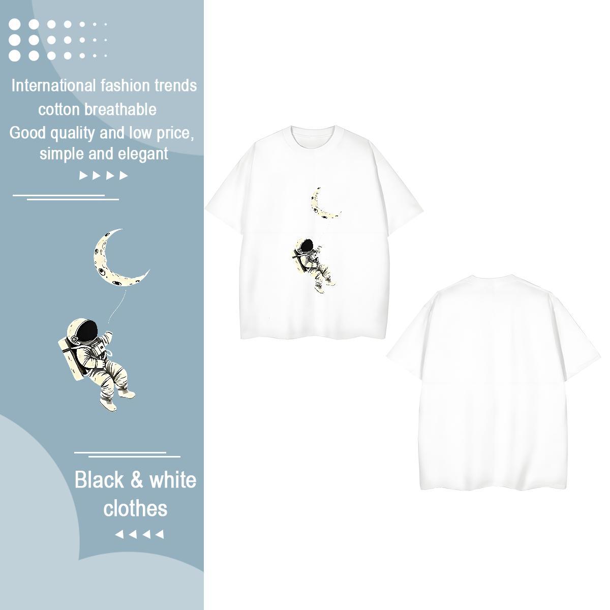 Casual New T shirt Breathable Crew Neck 230g 100% Cotton Lady T shirt Anime spaceman Casual Beach Wholesale Tees Shirts