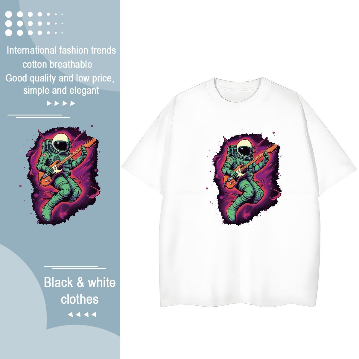 Loose fit Womens Tshirts 230g 100% Cotton universe Home Outdoor T Shirt For Woman Crew Neck Breathable Oversized L-4XL Tees Shirts