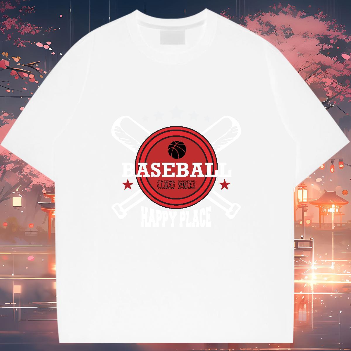 Comfortable baseball Mens T Shirts High Street Hip Hop Tshirts 230g Cotton Fashion New Crew Neck Customized Print Tops Shirt