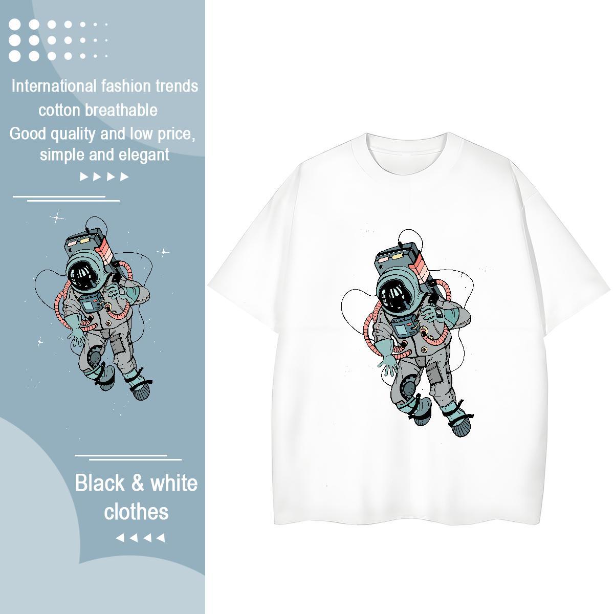 Brand Woman Tshirt 230g Cotton cosmonaut Hip Hop Women T Shirts O Neck Short Sleeves Custom Printing Tshirts
