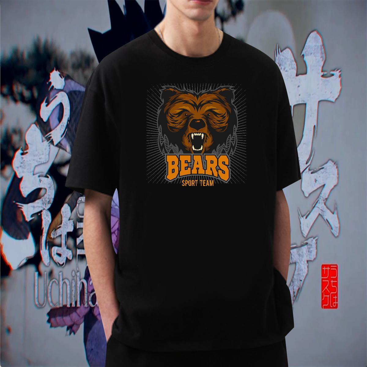 Soft Men Clothes T-Shirt Street 230g Cotton Oversized O-Neck Short Sleeve bear T Shirts Men New Polos