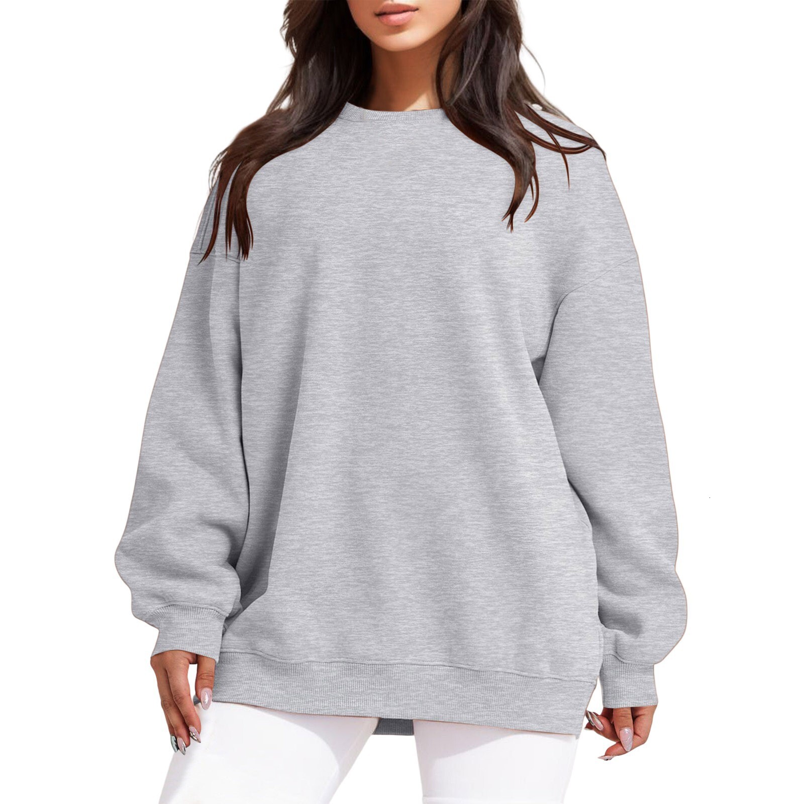 women's oversized loose hoodie with thick long sleeves and round neck pullover top dongdumaoyi