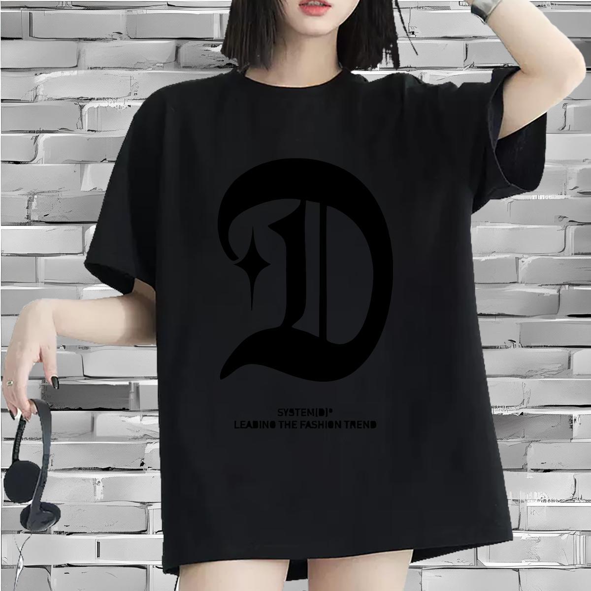 Comfortable Lady T shirt 230g Cotton letter Hip Hop T Shirts Women Short Sleeve O-Neck Cartoon Print Top Tees
