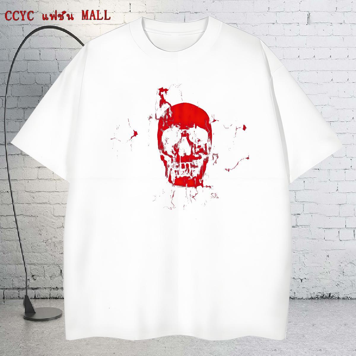 Stylist Mens Tshirts 230g Pure Cotton Casual Beach blood Round Neck Short Sleeve T Shirt For Man Loose Fit Oversized 3XL 4XL Tees