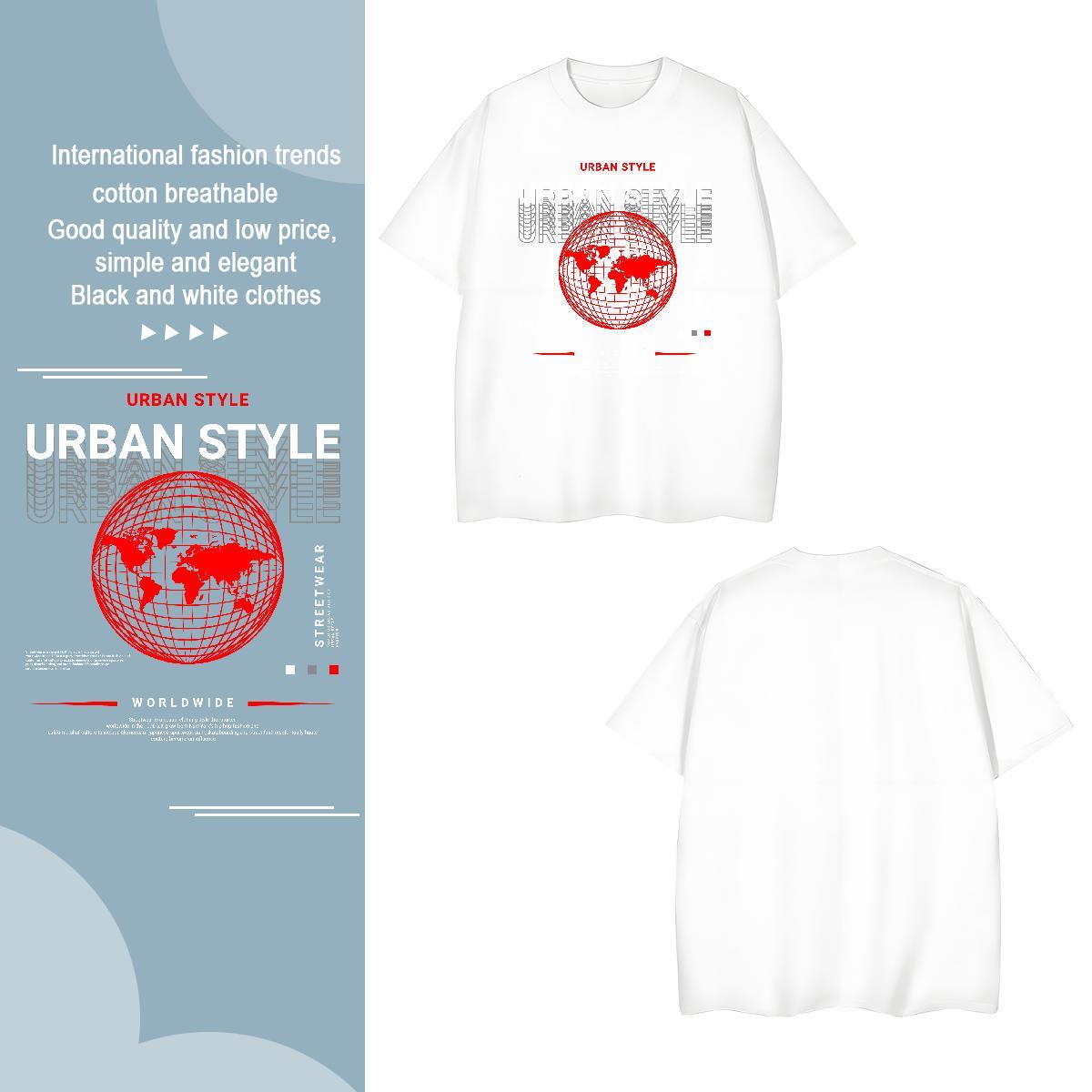 Popular earth T Shirts Men Hip Hop Street Men Clothes T-Shirt 230g Cotton Custom Crew Neck Plus Size Cartoon Tee Shirt