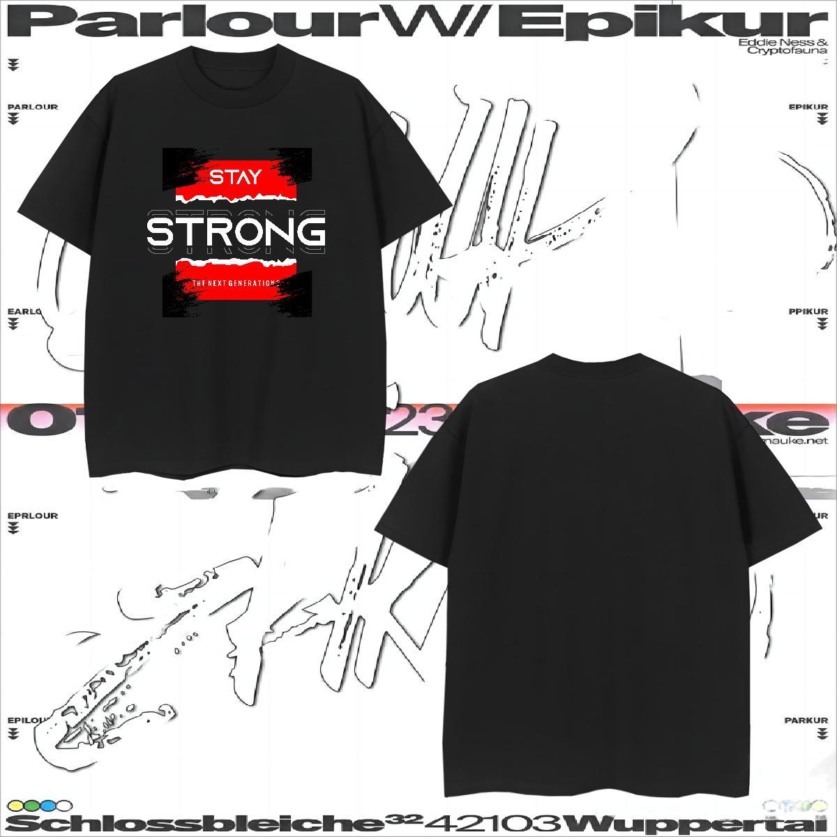 Classic stay strong T-Shirts for Men Street wear Hip Hop Men Tops Tees 230g Pure Cotton 2024 Summer Breathable Short Sleeve Plus Size Cartoon Clothes