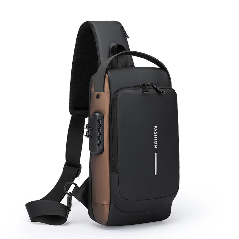 Mens multifunctional antitheft USB shoulder bag mens cross body travel sling messenger 240821