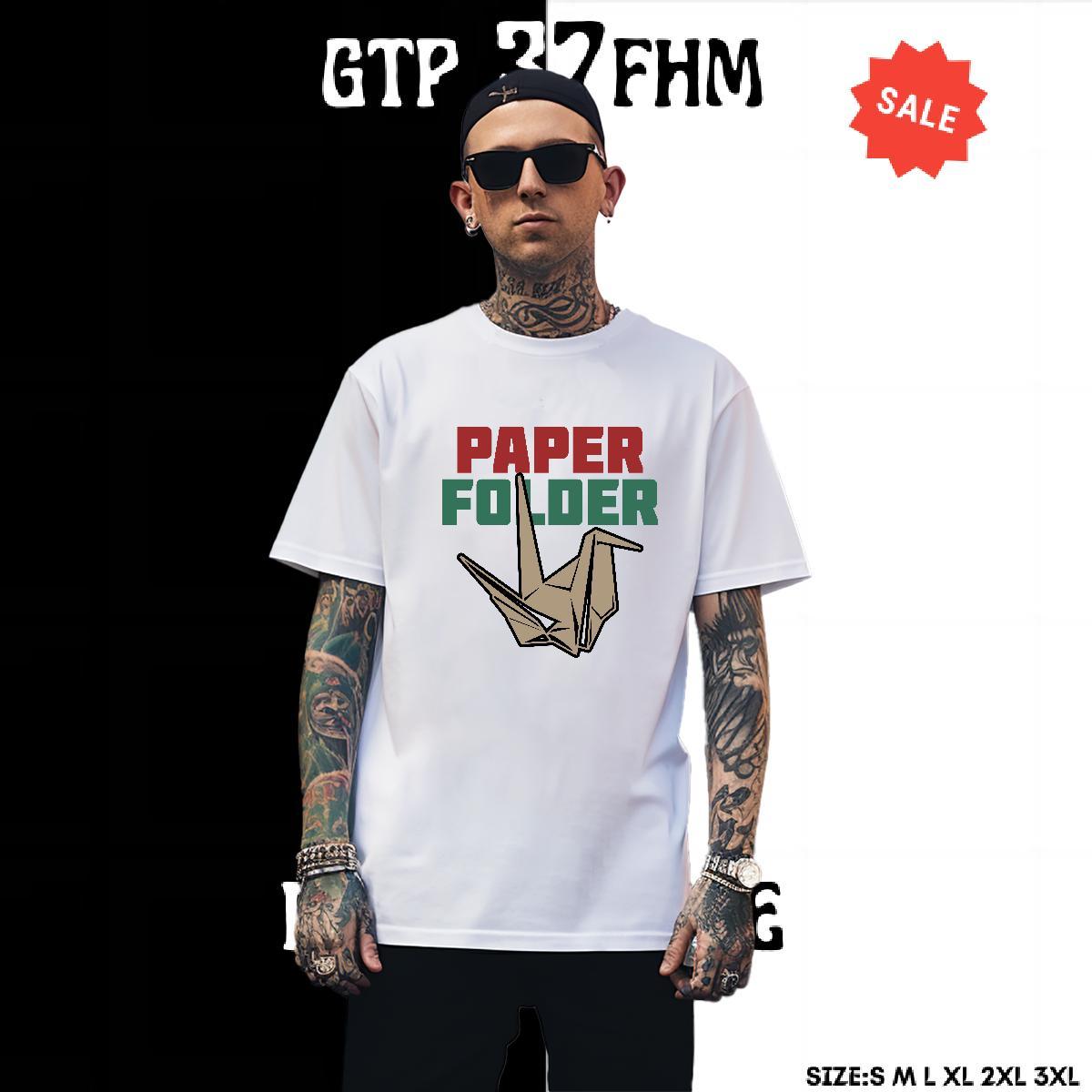 Popular Tshirt for Man Woman Casual Beach 230g Cotton Anime Print Crew Neck origami crane T-Shirts for Men Fashion Casual Clothes