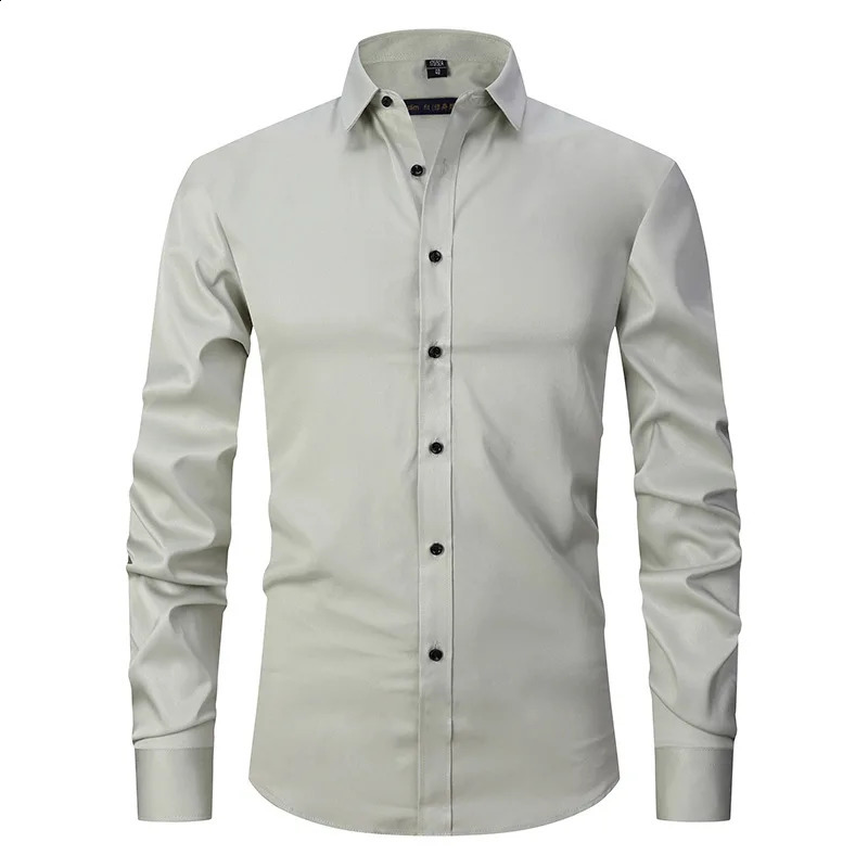 Mens High Quality Long-sleeved Shirts Spring Autumn Business Casual Lapel Buttons Formal Wear Shirts Black White Blue Pink 240822