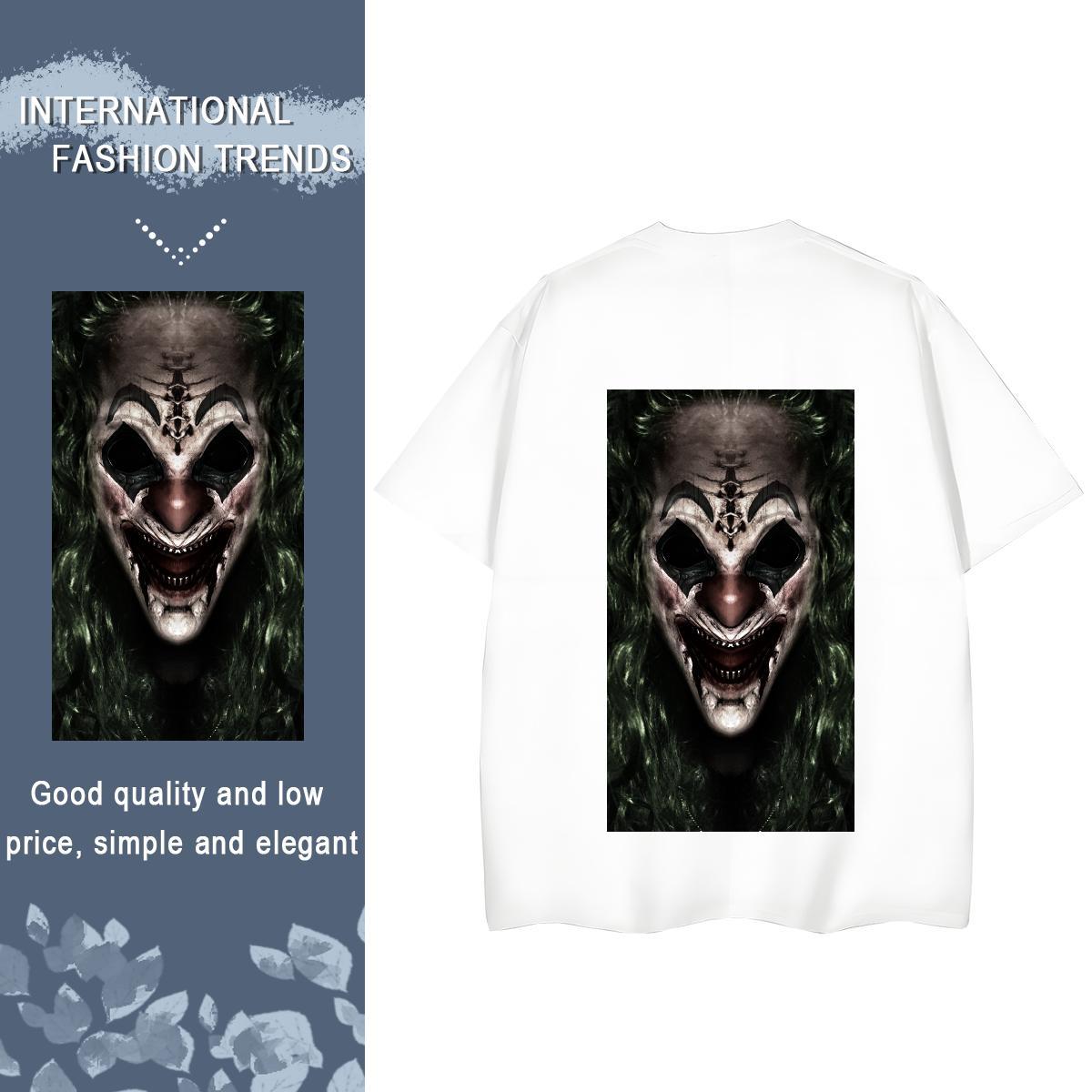DIY T shirt 100% Cotton 230g Short sleeve Soft High Street Hip Hop skull Women Tshirts Lady DIY Anime Printed Wear