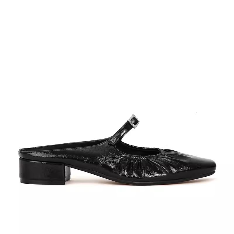 Ddmysports Ddmysports Sheepskin Version With A Sense Of Su Yinyin S Same Style Square Ead Pleated Toe Cap Thick Eel Women Alf For Outdoor Wear Cool Sl