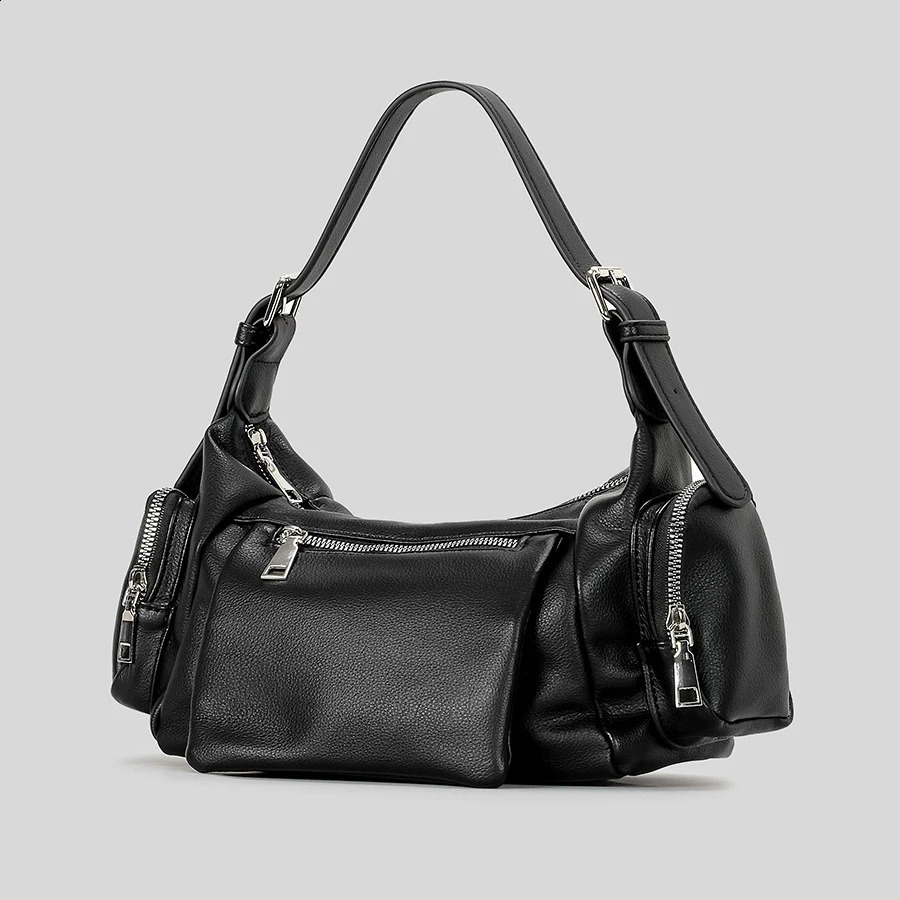 Vintage Multiple Pockets Underarm Bag Punk Style Women Handbags Pu Leather Shoulder Crossbody Bags Y2K Messenger 2024 240821