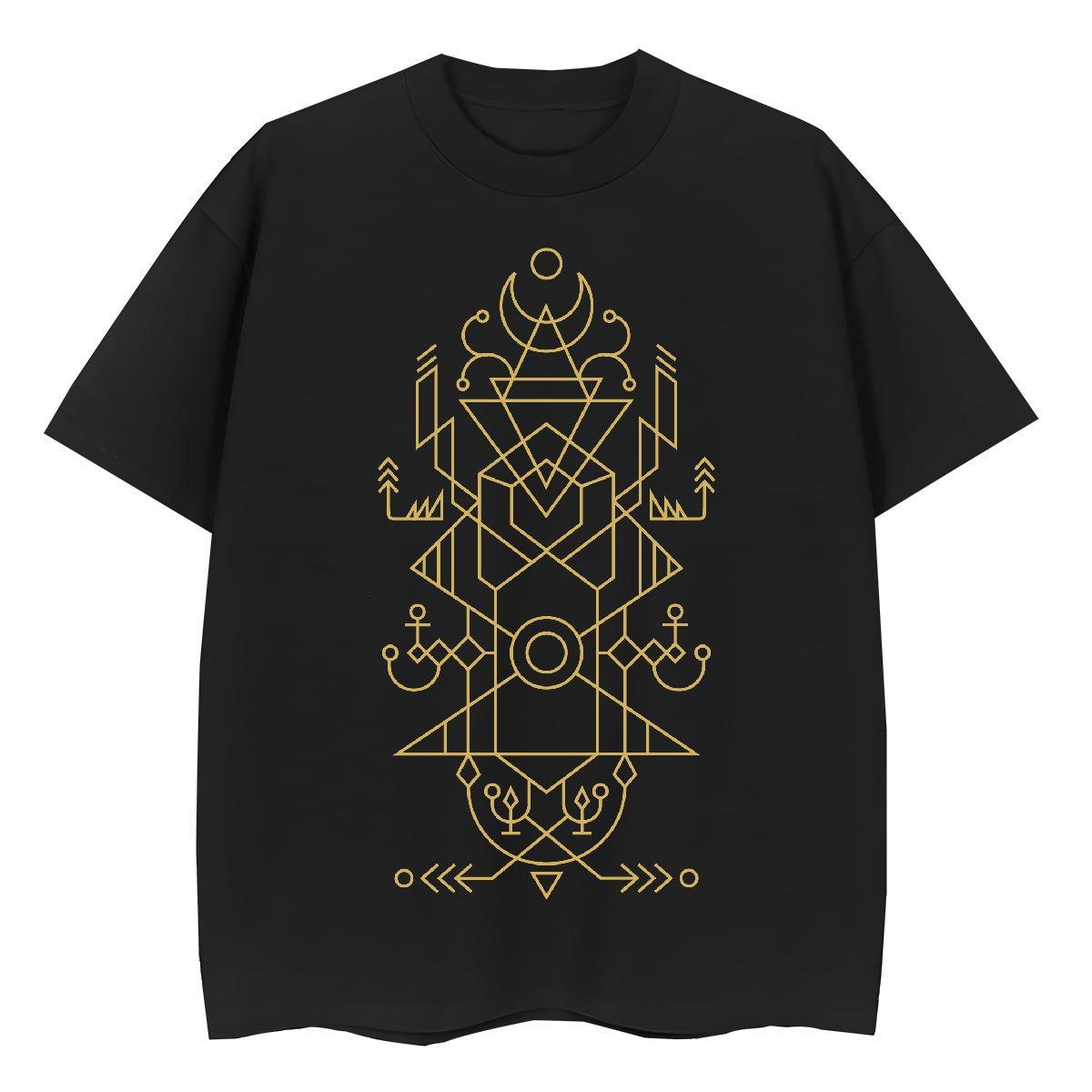 Free Shipping Unisex Tshirts 100% Cotton 230g Geometric line Sports Street Wear T-Shirts Breathable Crew Neck Skull Top Tees