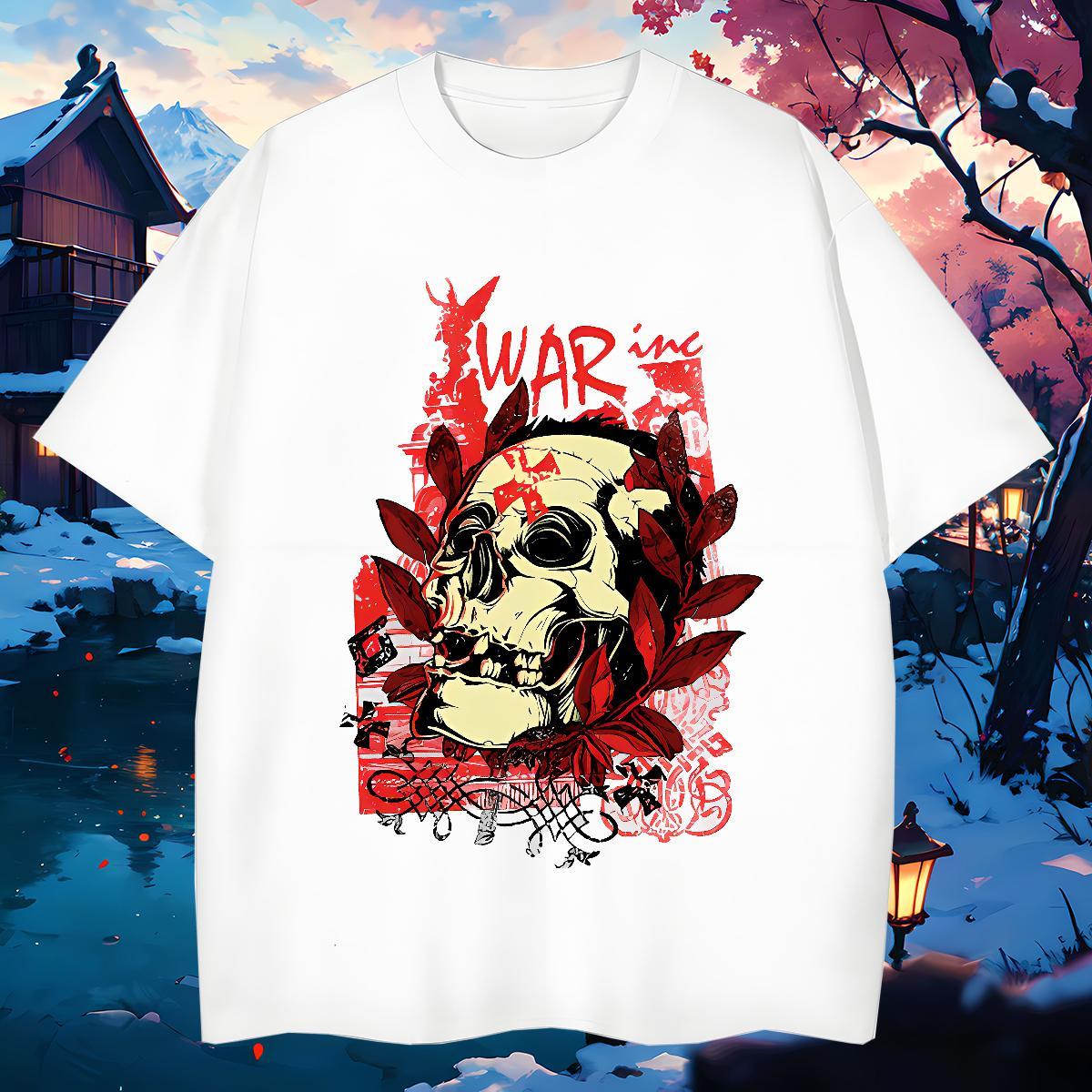 Classic Casual skull Couples T Shirts 100% Cotton 230g Men T Shirts DIY Summer Casual Short Sleeve O-Neck Free Shipping Tshirts