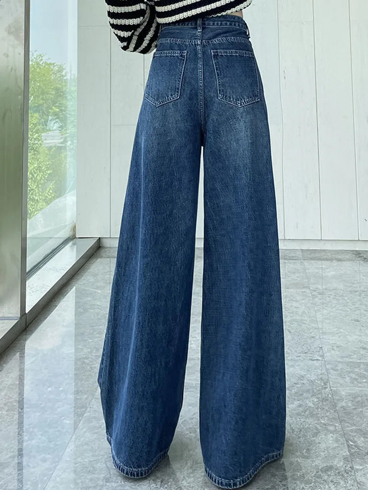 Woman High Waisted Wide Leg Jeans Korean Fashion Casual Straight Denim Pants Streetwear Vintage Style Baggy Kot Pantolon 240821