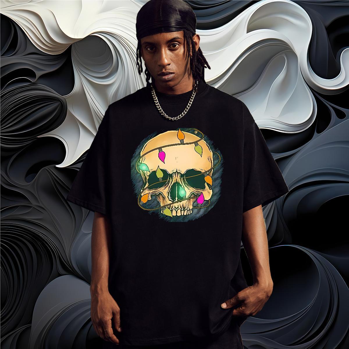 Cool Design T-Shirts for Men 100% Cotton 230g skull Daily Wear White Plus Size Short Sleeve O-Neck Men Clothes T-Shirt 2024 DIY Tees