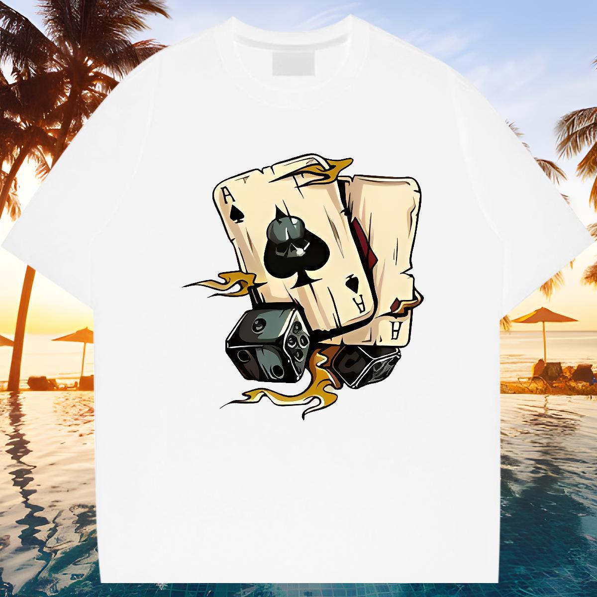 New Mens Tshirts 230g Pure Cotton Street wear Hip Hop dice Breathable Short Sleeve Man T Shirts Soft DIY Logo Oversized Clothings