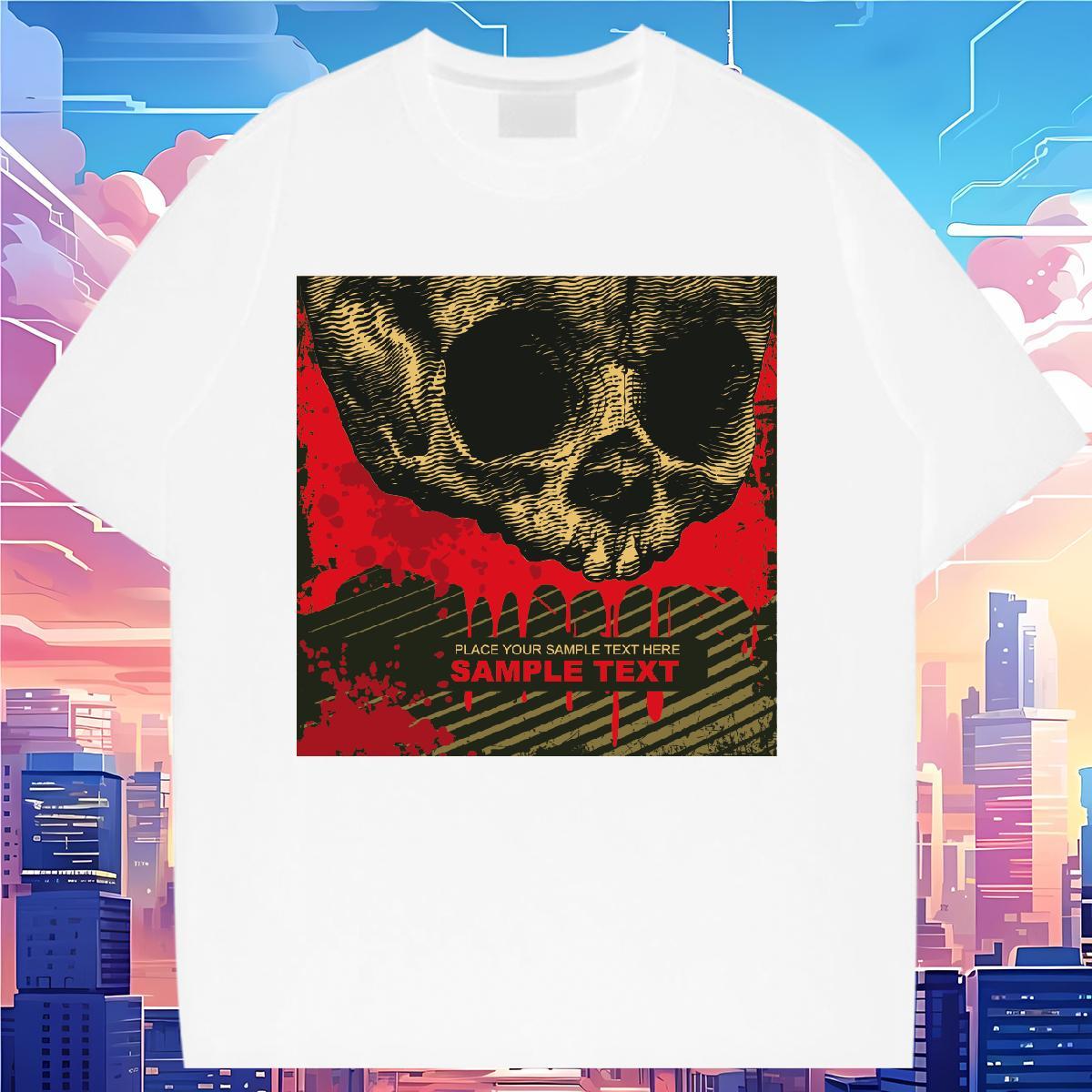 5A Tshirt for Man Woman 230g Cotton scary Beach T-Shirts Short sleeve Soft Plus Size Cartoon Tees Shirts