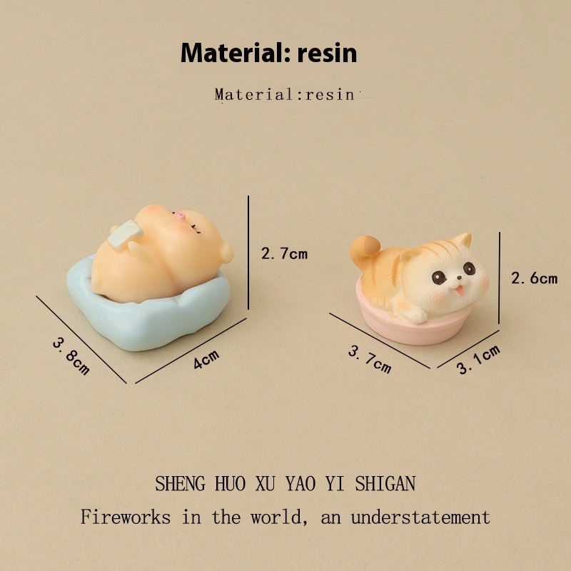 Creative Cartoon Mini Cute Play Mobile Pig Bathing Cat Micro Landscape Creating Animal Resin Accessories