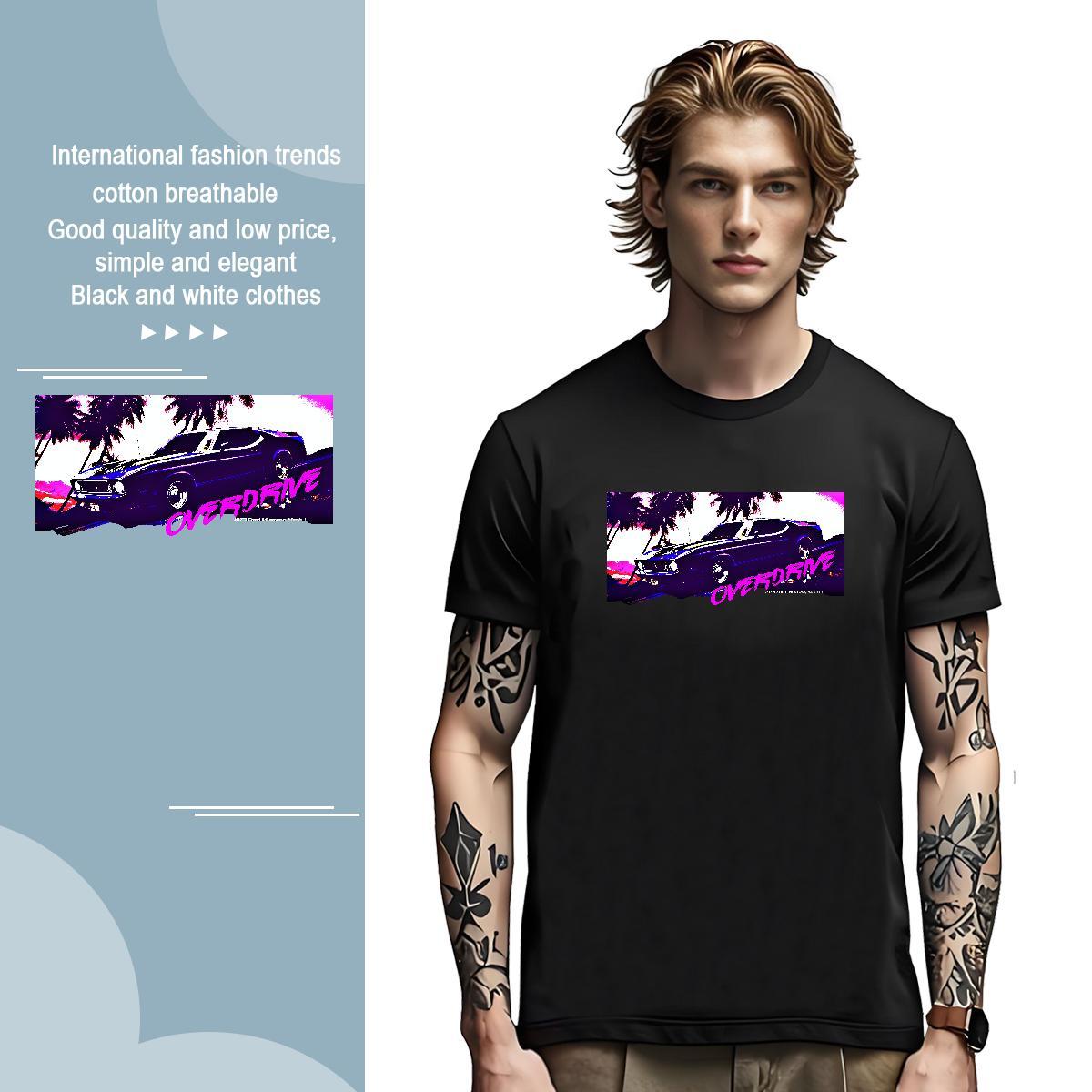 Loose Fit car T Shirts Men Sport Men Tees 230g 100% Cotton DIY Breathable Short Sleeve Cartoon Printing L-4XL Tees Shirts