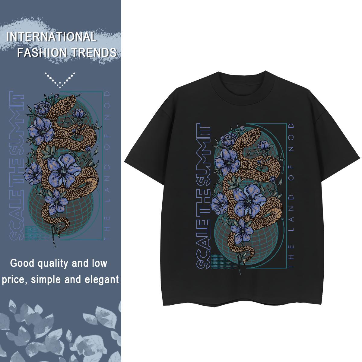 Custom Women T Shirts Crew Neck Breathable 100% Cotton 230g Women Tees Custom Print Plus Size snake Spring Summer Comfortable Tees Shirts