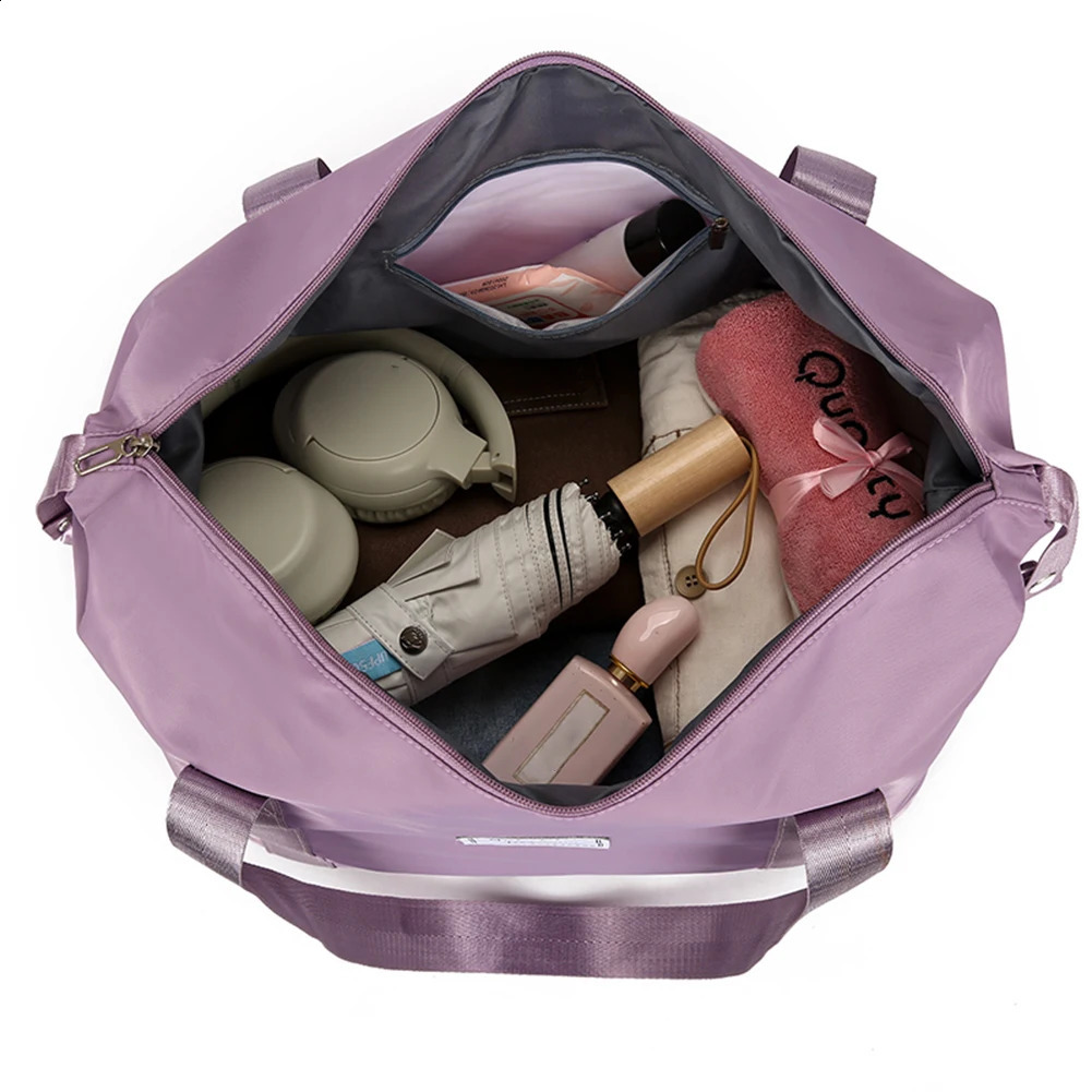 Foldable handcart bag with wheels rolling bag large capacity dry wet separation unisex business travel bag 240821