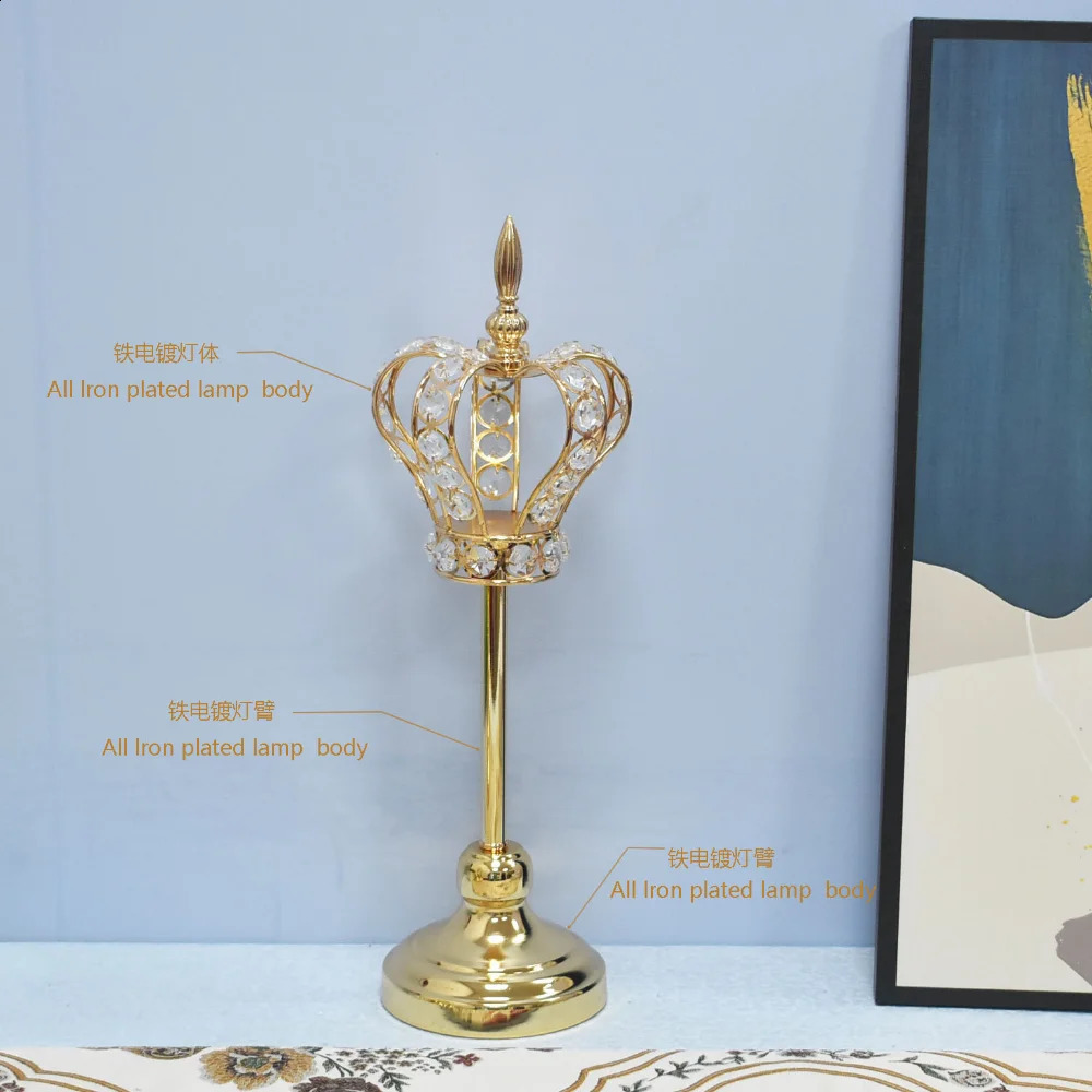 European Crown Crystal Candlestick Decoration Wedding Candlestick Christmas Candlestick Metal Home Decoration Iron Candlestick 240821