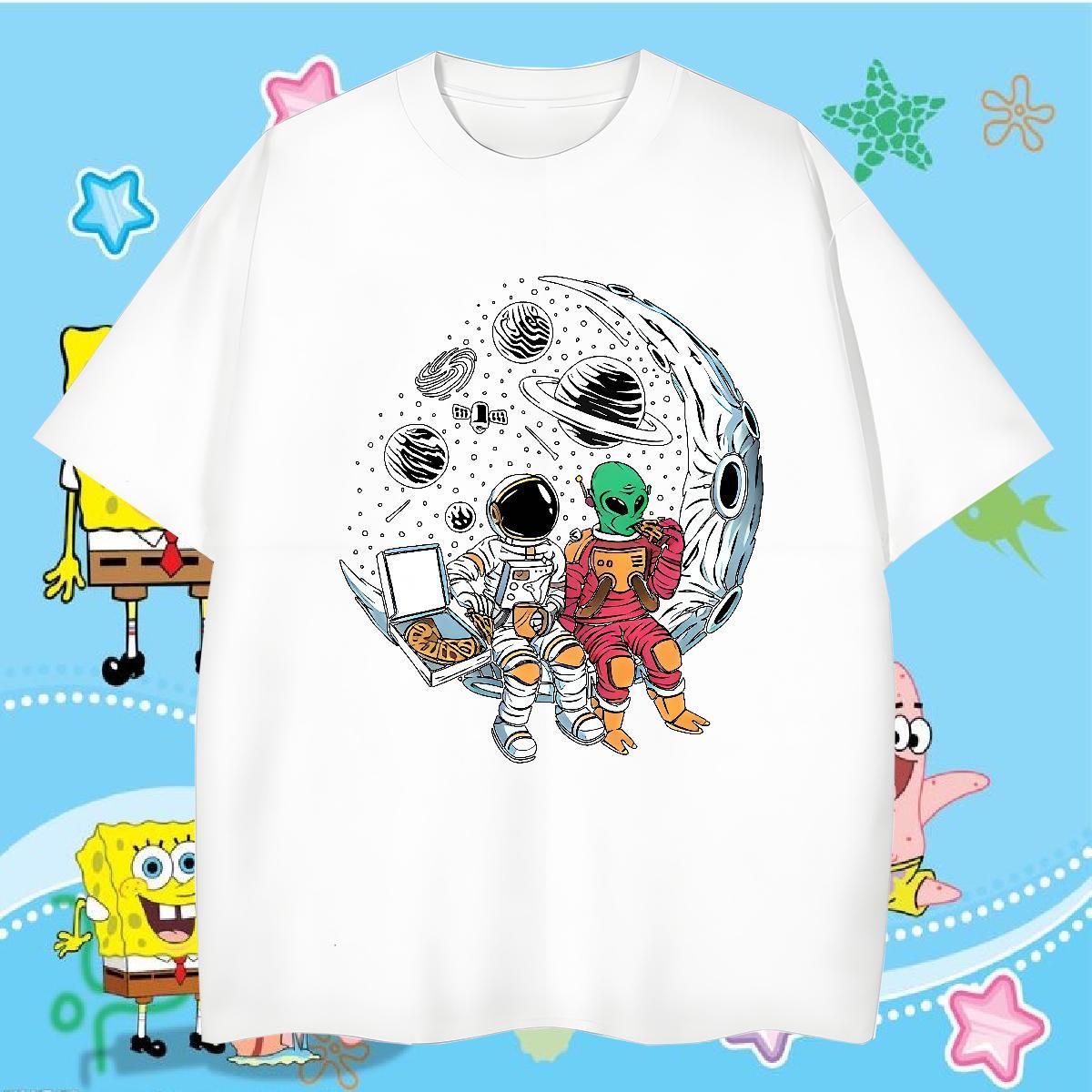 Factory Direct spaceman Men Tees 230g 100% Cotton Mens T Shirts White Plus Size Hip Hop Pure Cotton TOP Quality Clothings