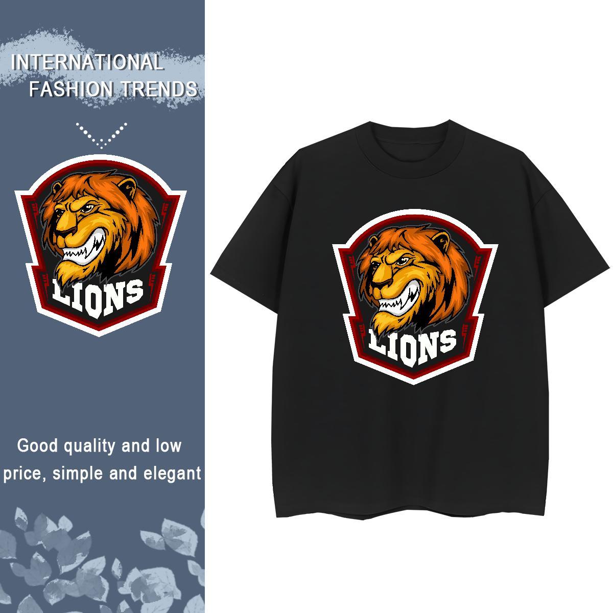 Fashion New Women T Shirts Crew Neck Breathable 230g Cotton Women Tees DIY Printed lion Home Outdoor Loose Wear