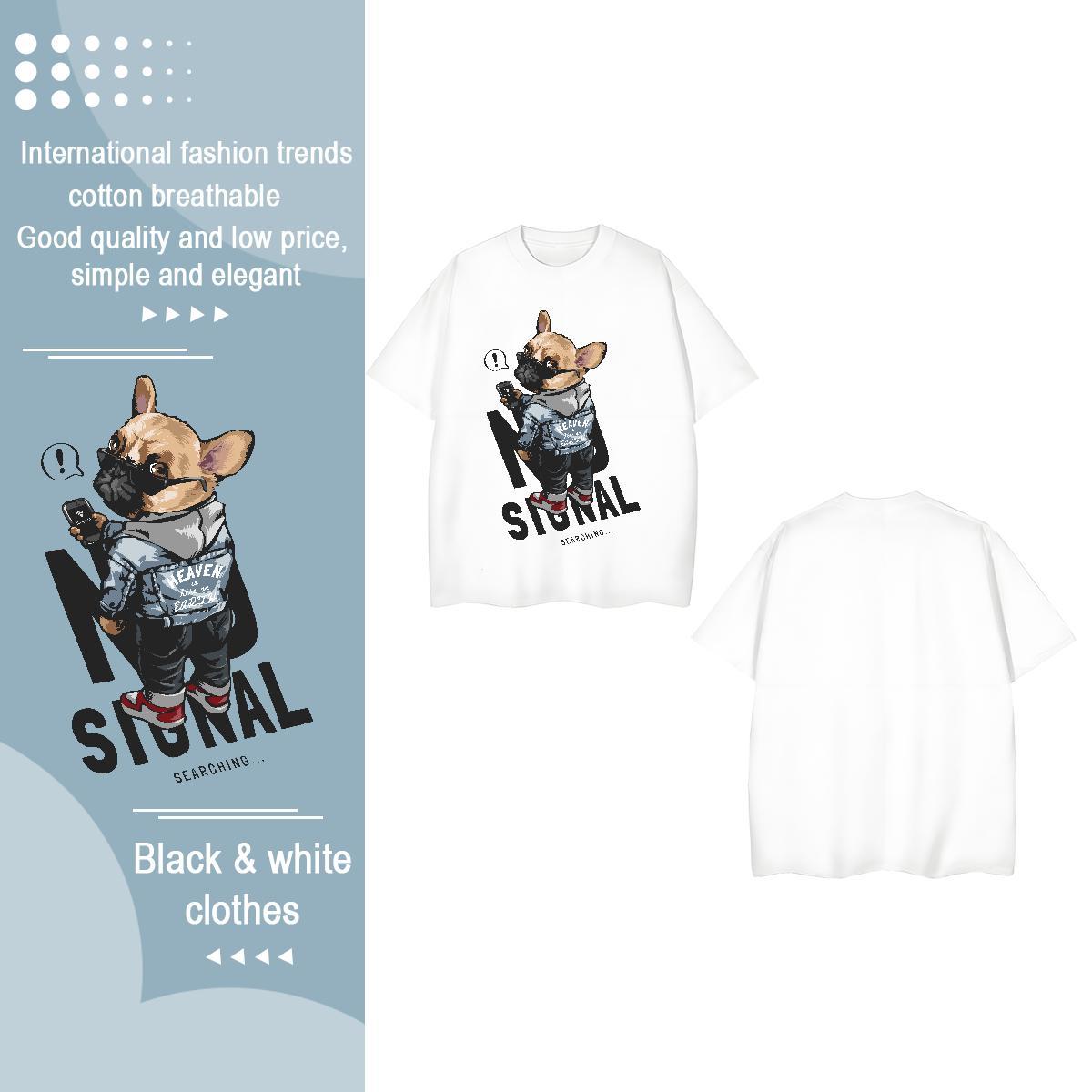 Fashion Casual Womens T Shirts Breathable Short Sleeve 230g Cotton Womens Tshirts Floral Print dog Hip Hop Street 5A Tops Shirt