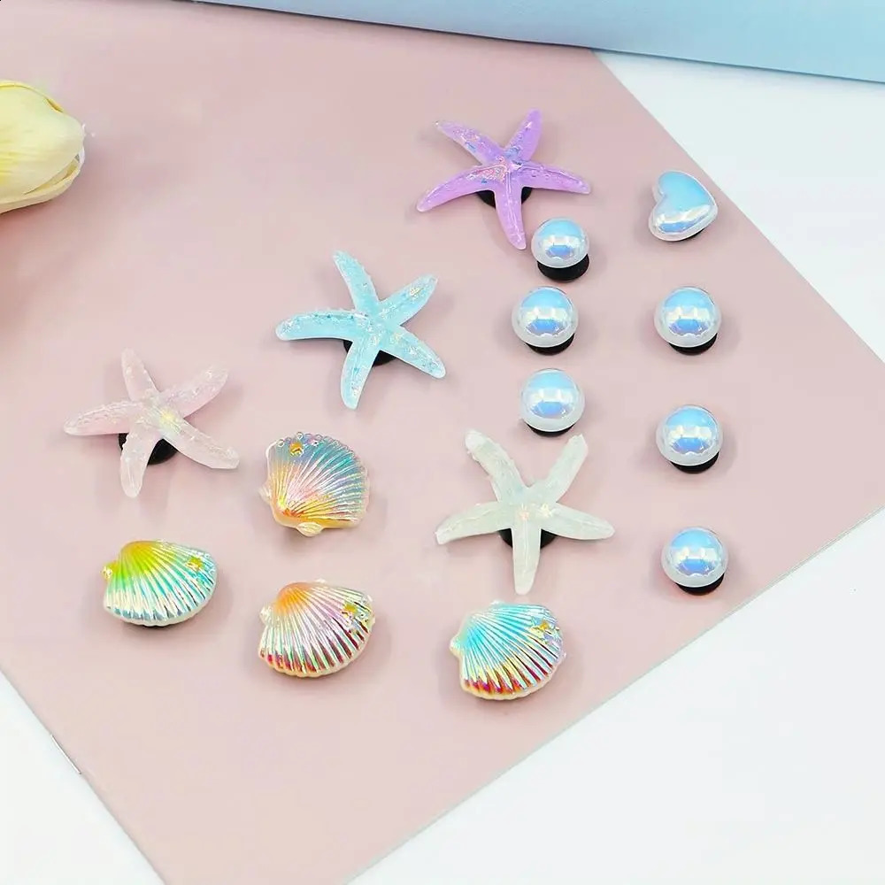 Fashion Charm Borg Bag Accessories Sea Star Shell Flower Shaped Beach Handbag Decoration Rubber Beach Bag with Holes 240821