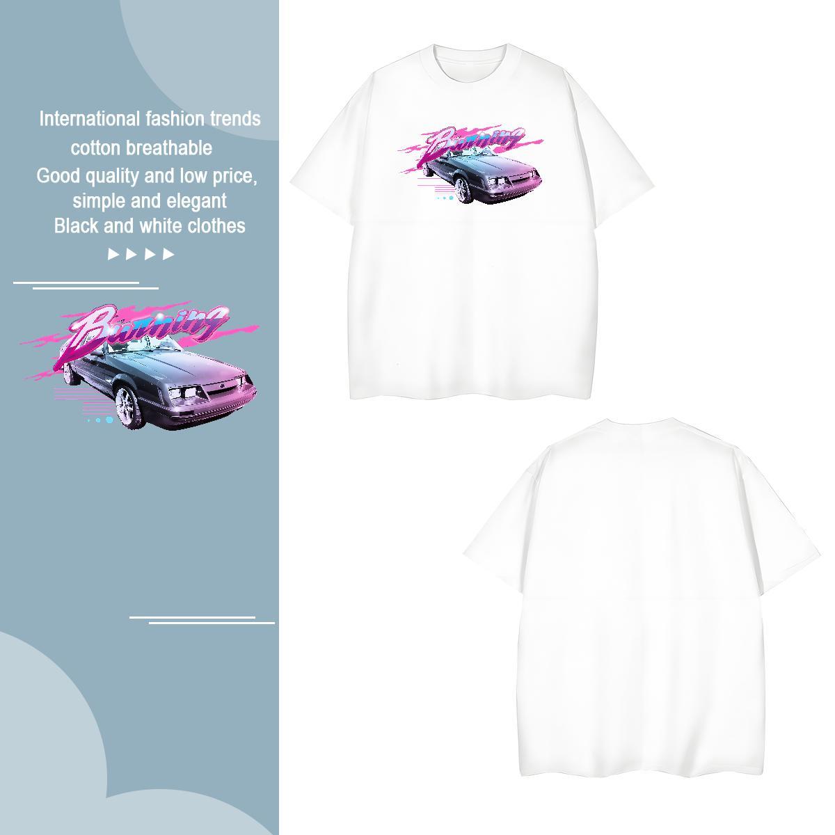 Designer car T-Shirts Spring Summer Tshirt for Man Woman 100% Cotton 230g Classic Breathable Crew Neck Anime Print Clothes