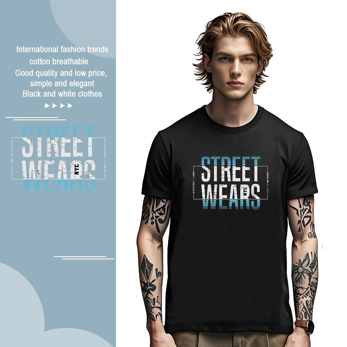 Free Shipping letter T-Shirts for Men Beach Couples T Shirts 230g 100% Cotton Brand Crew Neck Breathable Black White Wear