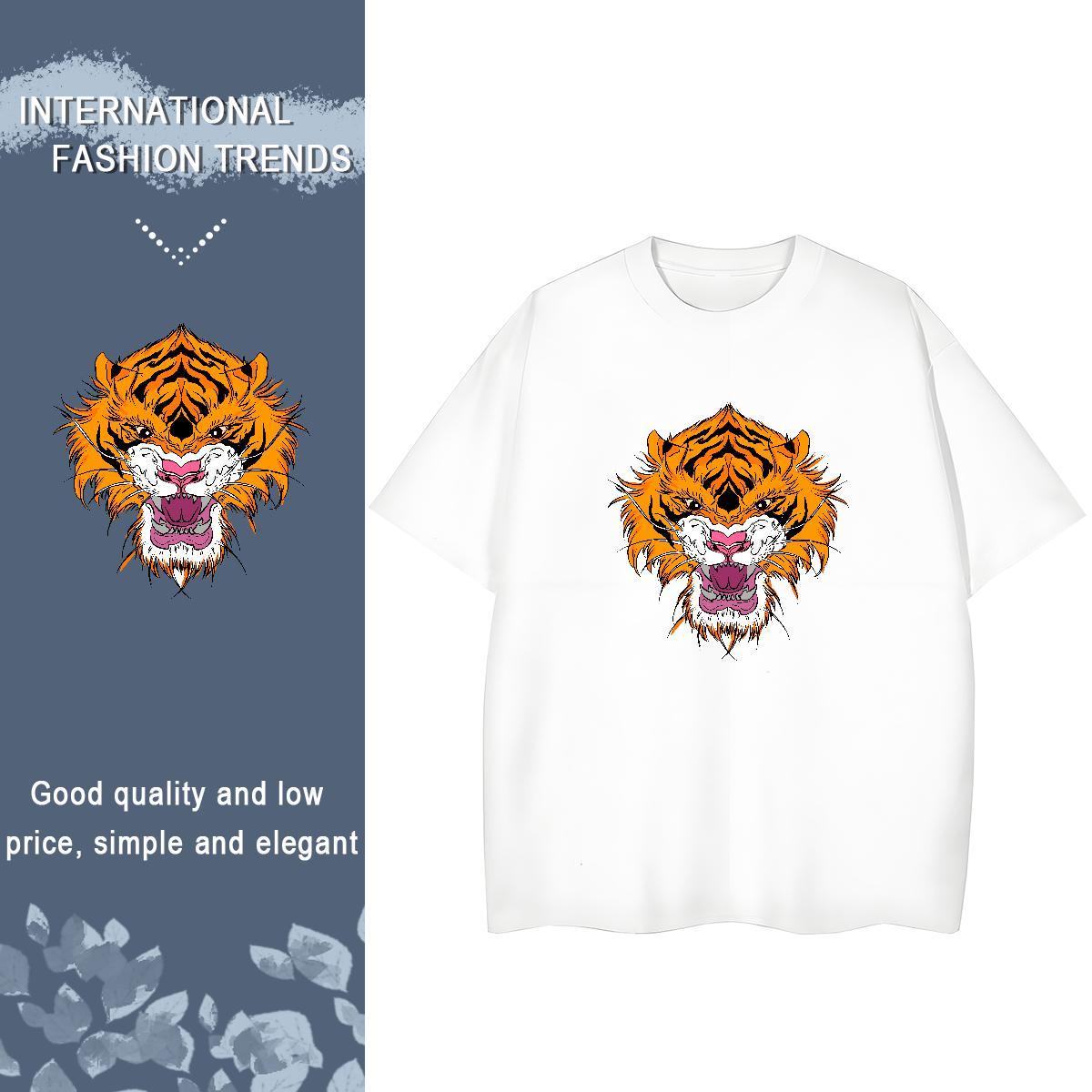 Stylist T shirt Short sleeve Soft 100% Cotton 230g Women Tees Black Oversized tiger Beach Nice Tees Shirts