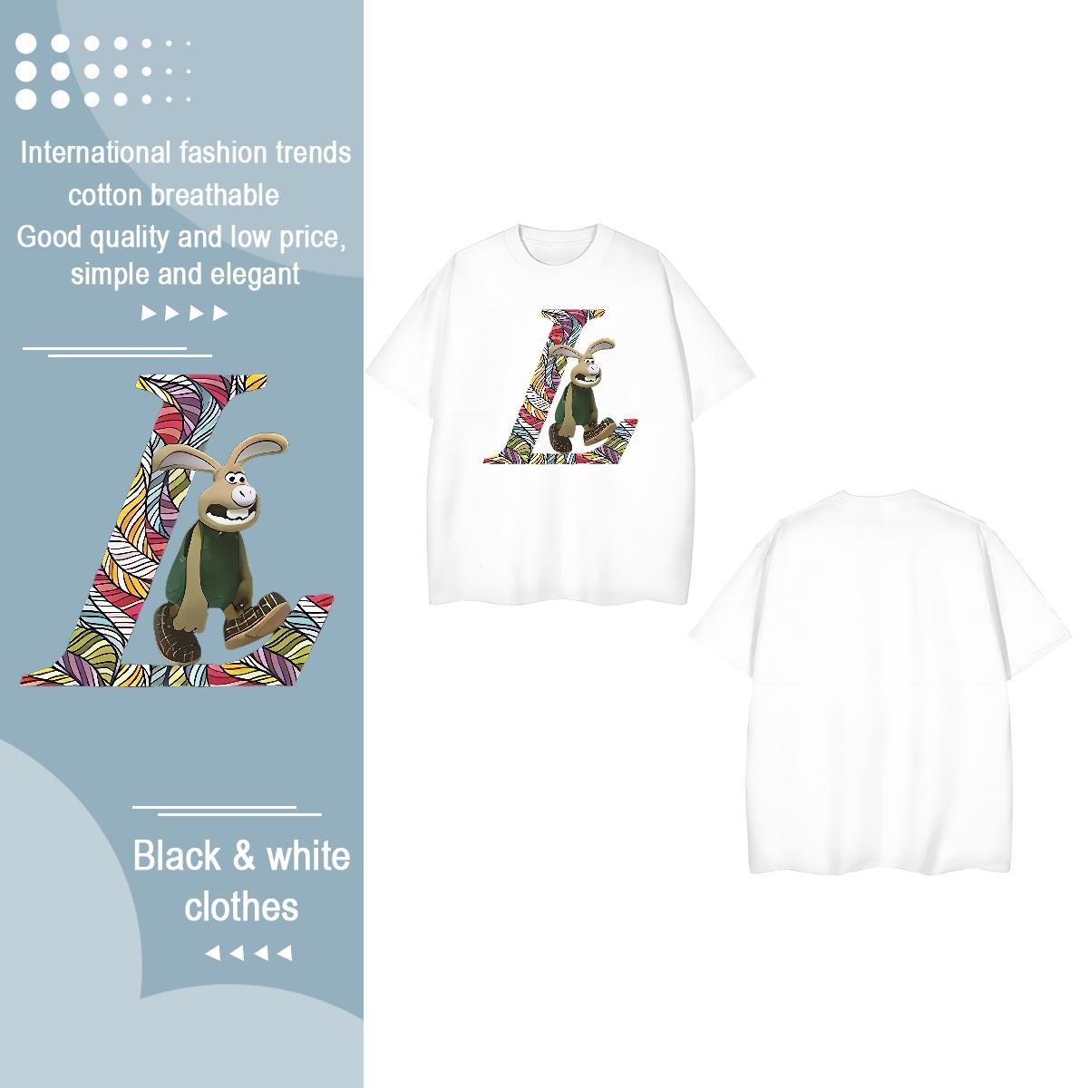 Classic T shirt Crew Neck 230g Cotton Woman Tshirt Oversized rabbit Casual Beach Free Shipping Wear