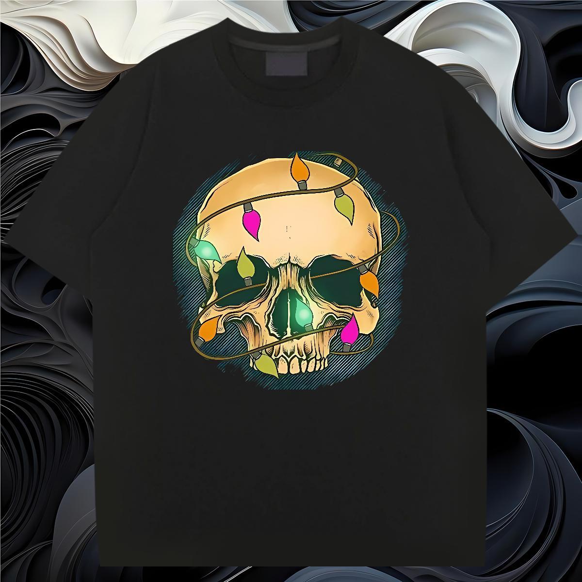 Cool Design T-Shirts for Men 100% Cotton 230g skull Daily Wear White Plus Size Short Sleeve O-Neck Men Clothes T-Shirt 2024 DIY Tees