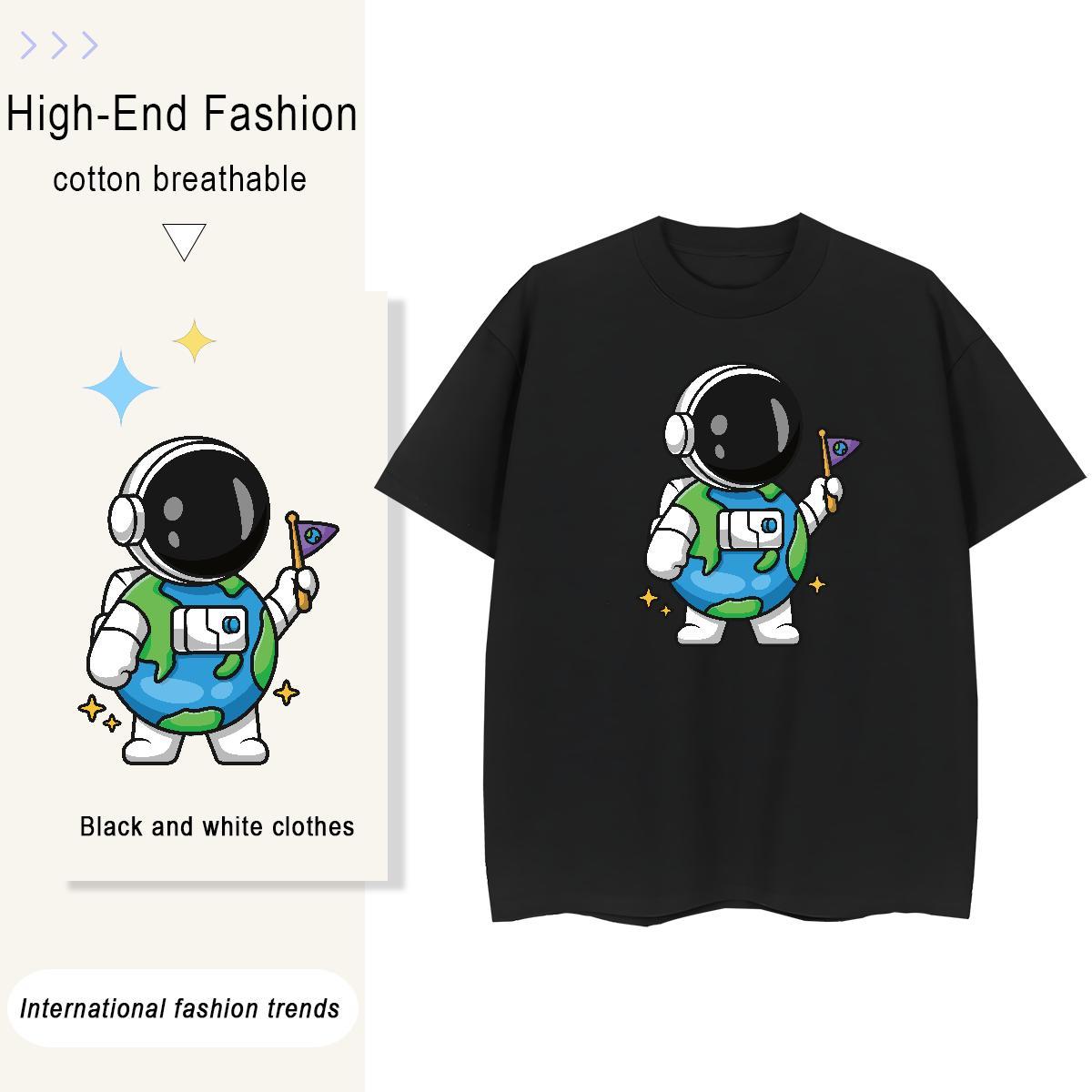Free Shipping Women Tees 100% Cotton 230g universe Casual Daily Wear Women T Shirts Breathable Crew Neck Oversized Top Tees